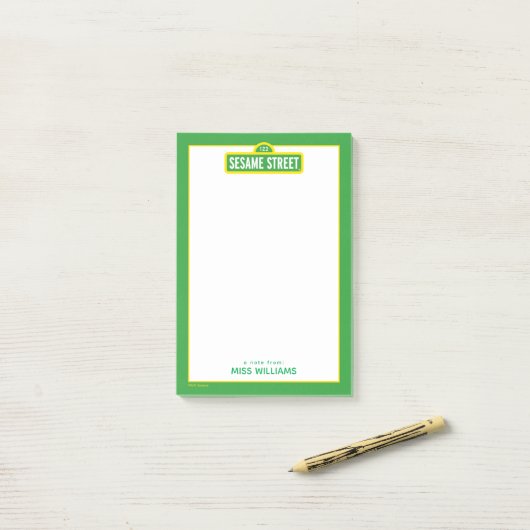 Post-it® Rue Sésame | Logo couleur complète | Ajouter Votre (Sur un bureau)