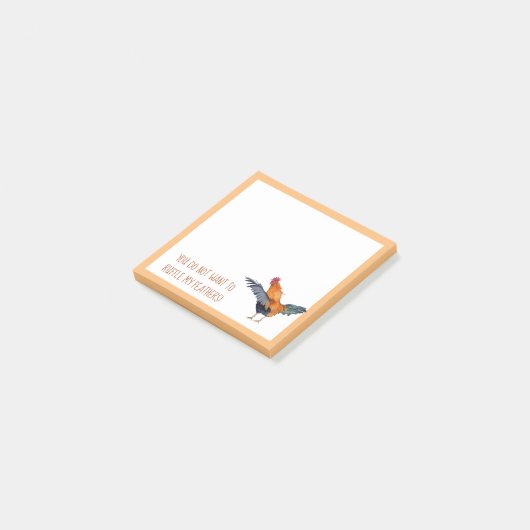 Post-it® "Ruffle My Feathers", un coq couleur aquarelle (Incliné)