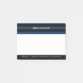 Post-it® Rugby bleu marine et noir avec nom personnalisé (Devant)