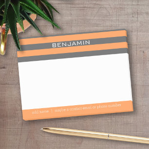 Post-it® Rugby orange et gris avec nom personnalisé