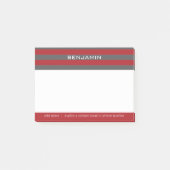 Post-it® Rugby rouge et gris avec nom personnalisé (Devant)
