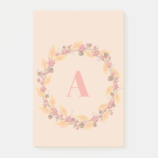 Post-it® Russe Automne Laisse Wreath | Monogramme (Devant)