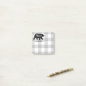 Post-it® Russe Mama Ours Gris Noir Monogramme Nom 3x3 (Sur un bureau)