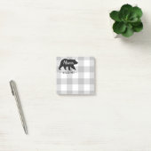 Post-it® Russe Mama Ours Gris Noir Monogramme Nom 3x3 (Bureau)