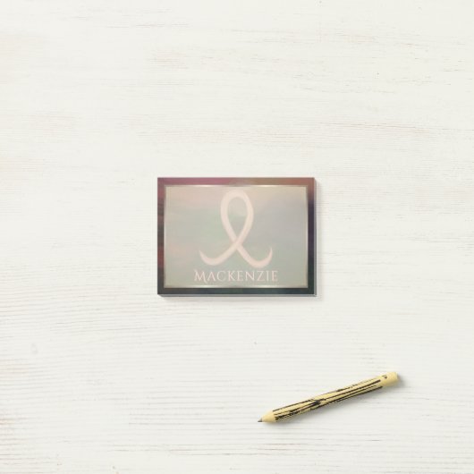 Post-it® Rustic Breast Cancer Survivor Pink Ribbon Abstract (Sur un bureau)