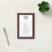 Post-it® Rustic Buffalo Check Plaid & Laurels | Monogramme (Bureau)