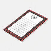 Post-it® Rustic Buffalo Check Plaid & Laurels | Monogramme (Incliné)