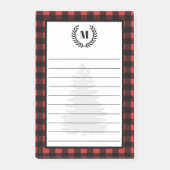 Post-it® Rustic Buffalo Check Plaid & Laurels | Monogramme (Devant)