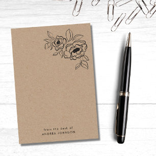 Post-it® Rustic Kraft Rose Floral Du Bureau De Nom