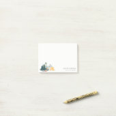 Post-it® Rustic Pine Woods Watercolor Camping Mountain Camp (Sur un bureau)