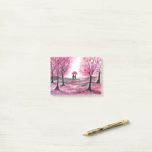 Post-it® Rustic wedding love couple cherry blossoms tree (Sur un bureau)