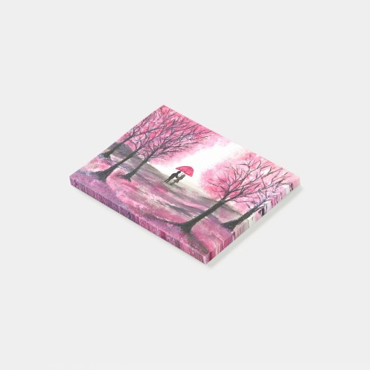 Post-it® Rustic wedding love couple cherry blossoms tree (Incliné)