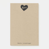 Post-it® Rustique Kraft Effet Amour Coeur Silhouette (Devant)