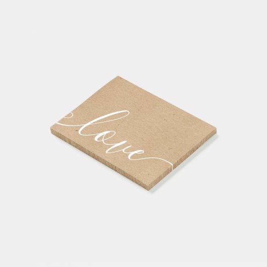Post-it® Rustique Kraft Élégant Script Love (Incliné)