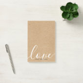 Post-it® Rustique Kraft Script Love Nom personnalisé (Bureau)
