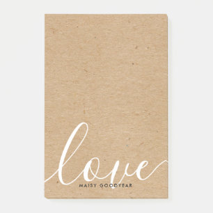 Post-it® Rustique Kraft Script Love Nom personnalisé