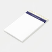 Post-it® Sable Beige Blanc Chevron Marine Nom bleu Monogram (Incliné)