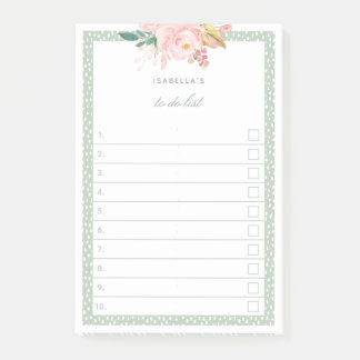 Post-it® Sage Green Aquarelle Peonies Liées À Faire