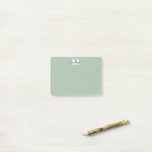 Post-it® Sage Green Monogram (Sur un bureau)