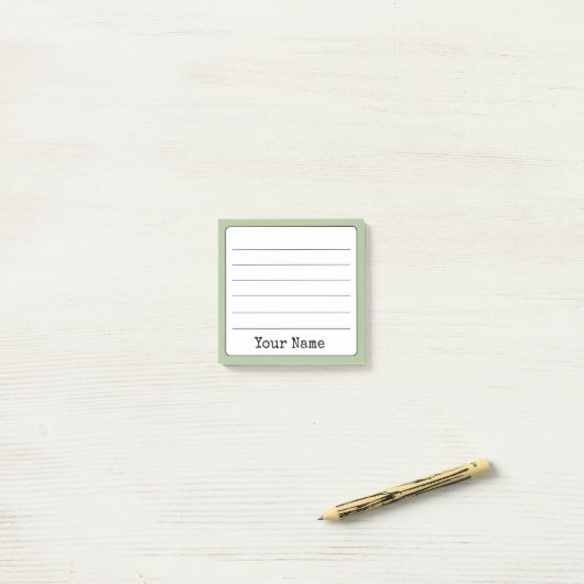 Post-it® Sage Green Retro Ajouter Votre Nom Linked (Sur un bureau)