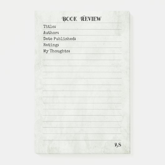 Post-it® Sage Green Simple Monogram Book Review (Devant)