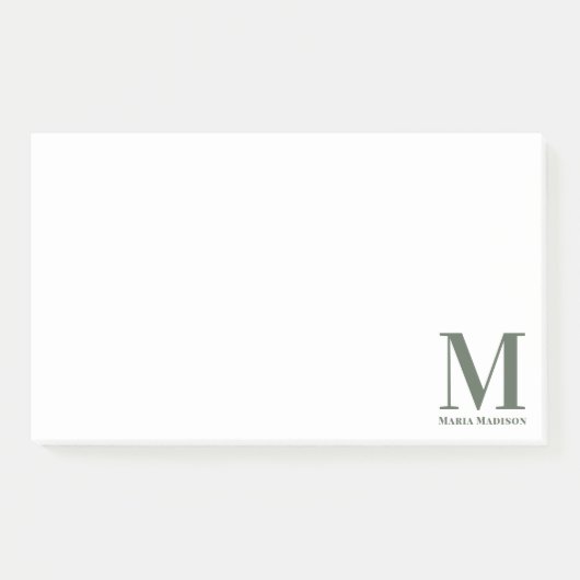 Post-it® Sage monogramme minimal Vert Nom initial (Devant)