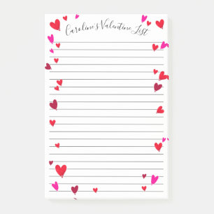 Post-it® Saint Valentin Coeurs rouges roses Personnalisé