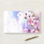 Post-it® Sakura rose sur la peinture Arrière - plan (Sur un bureau)