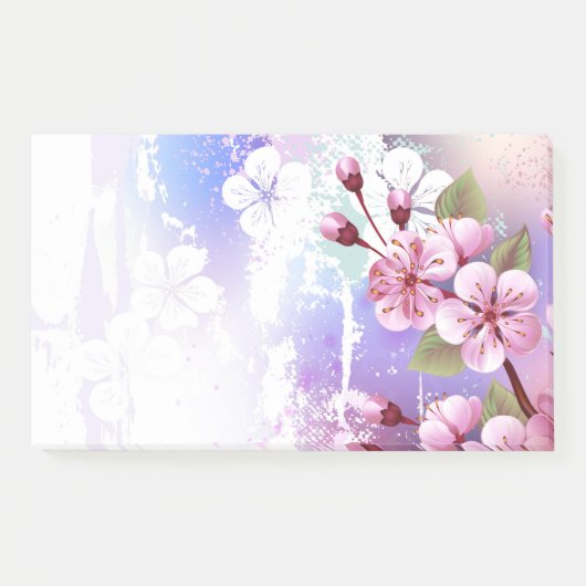 Post-it® Sakura rose sur la peinture Arrière - plan (Devant)