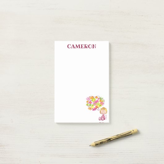 Post-it® Sally pense aux fleurs (Sur un bureau)