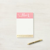 Post-it® Salon de maquillage moderne ciseaux d'or rose (Sur un bureau)