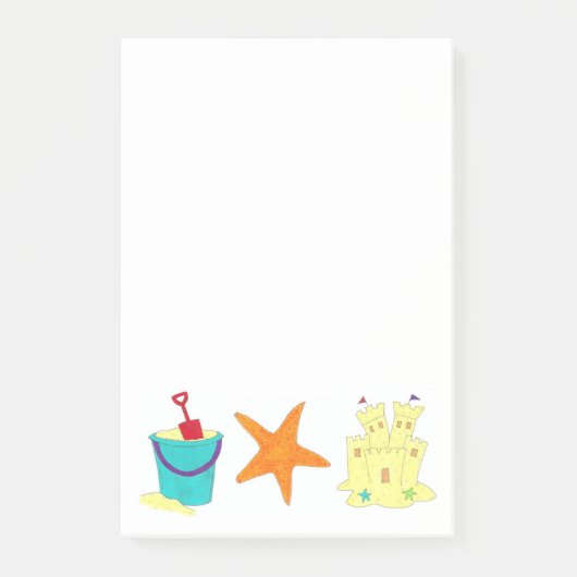 Post-it® Sandcastle Shovel Pail Sand Starfish Beach Post-it (Devant)