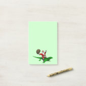 Post-it® Santa Claus Riding Green Lizard (Sur un bureau)