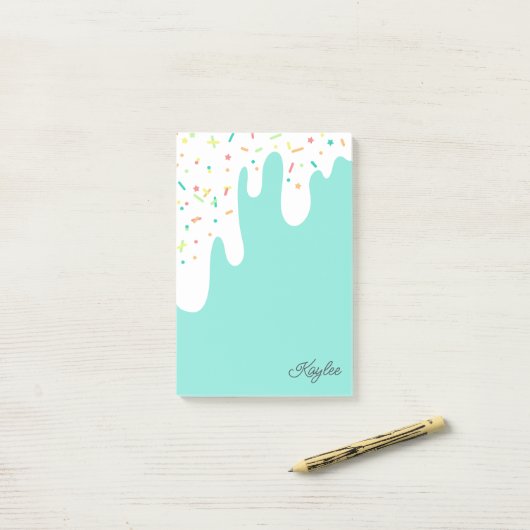 Post-it® Saupoudrage de glaçage blanc bleu d'oeuf de Robin (Sur un bureau)