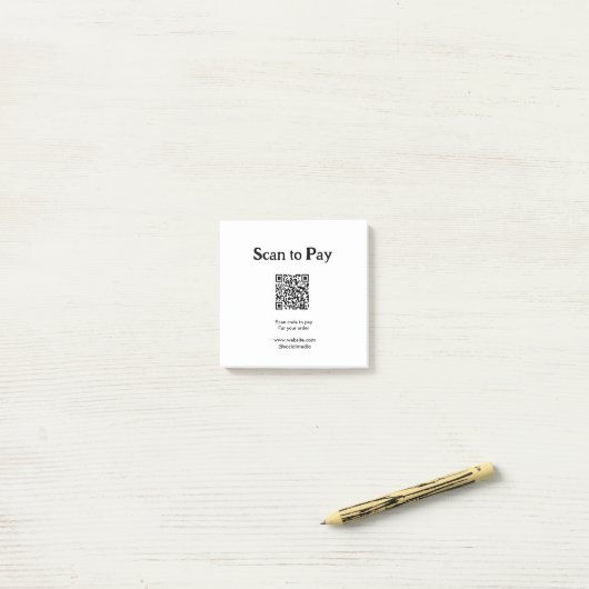 Post-it® Scanner pour payer la commande Code QR Ajouter un (Sur un bureau)