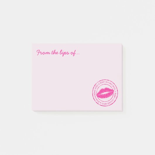 Post-it® Scellé avec les lèvres rose baiser Nom personnalis (Devant)