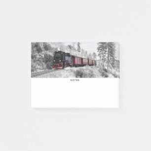 Post-it® Scène de Noël d'hiver du train vintage