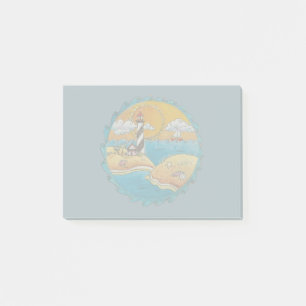 Post-it® Scène de plage de phare fantaisiste, art folkloriq