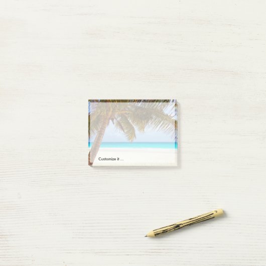 Post-it® Scène de refroidissement tropicale de plage (Sur un bureau)