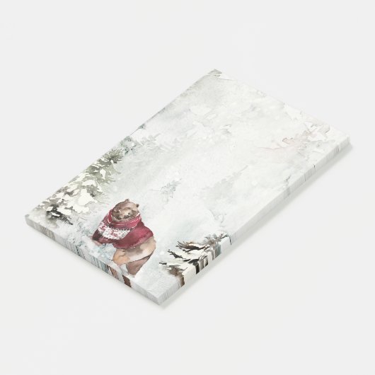 Post-it® Scène Rustique hivernale avec ours (Incliné)