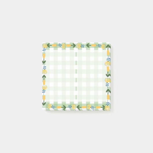 Post-it® Scottich et fleuri vert et jaune mou (Devant)