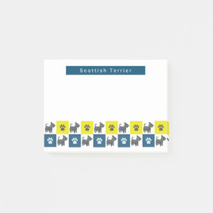 Post-it® Scottish Terrier Scottie Chien &Paw Yellow&Blue Gr