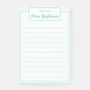 Post-it® Script bleu Turquoise coloré de l'enseignant