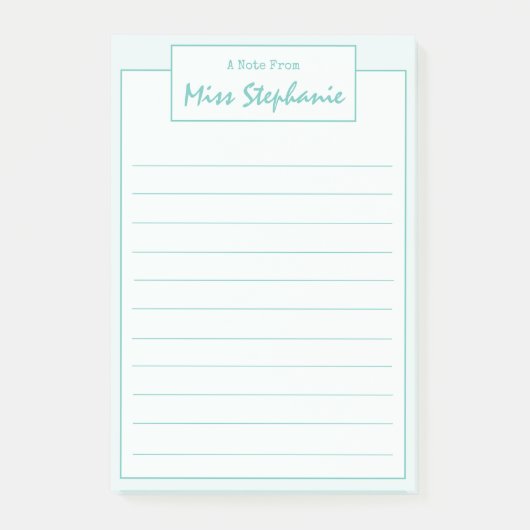 Post-it® Script bleu Turquoise coloré de l'enseignant (Devant)