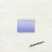Post-it® Script cursif modifiable | Violet blanc et violet (Sur un bureau)
