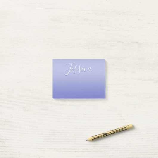 Post-it® Script cursif modifiable | Violet blanc et violet (Sur un bureau)