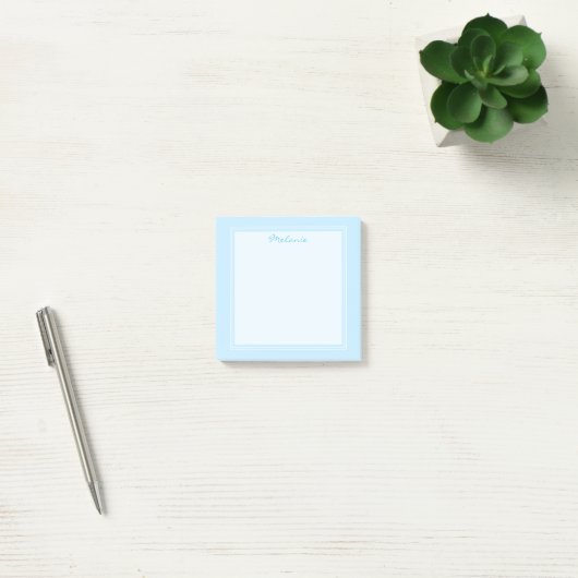 Post-it® Script de bordure blanc bleu clair moderne (Bureau)