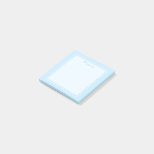 Post-it® Script de bordure blanc bleu clair moderne (Incliné)