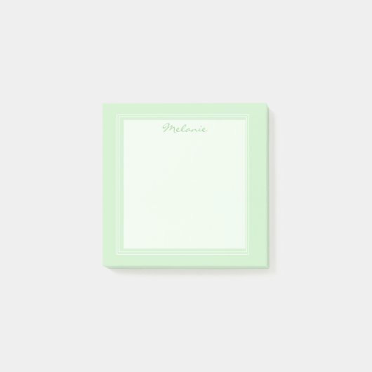 Post-it® Script de bordure blanc vert clair moderne (Devant)