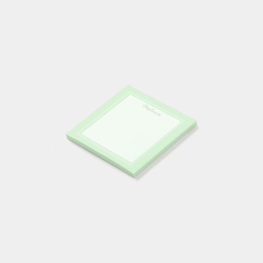 Post-it® Script de bordure blanc vert clair moderne (Incliné)